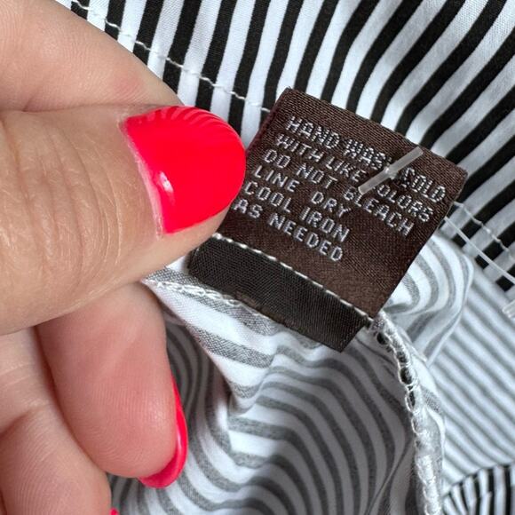 J. McLaughlin Women's Black White XS Button Down Long Sleeve Cotton Dress Stretc - Picture 7 of 7